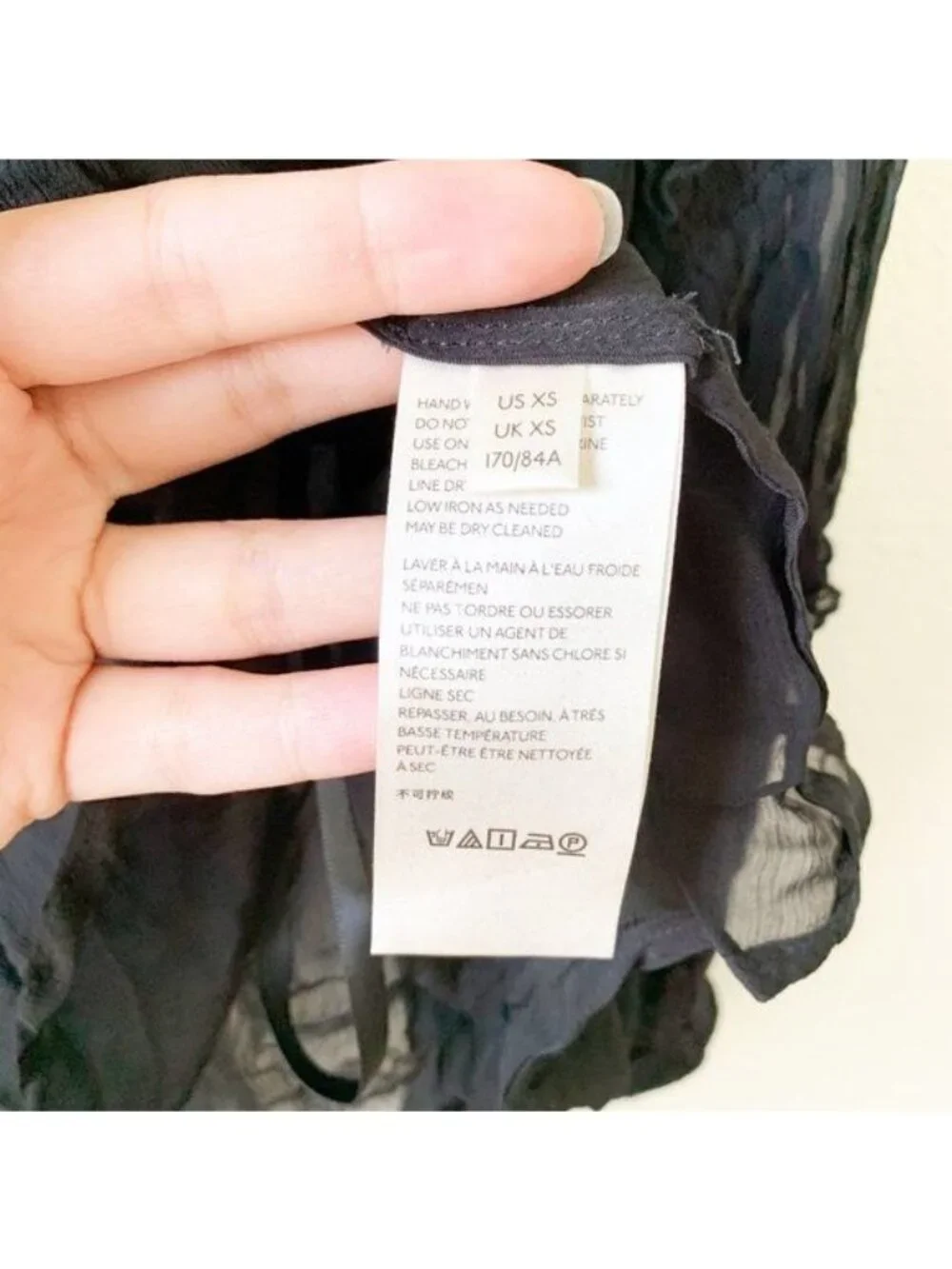 Free People Black Sheer Balloon Sleeve Blouse Women's X-Small XS NWT